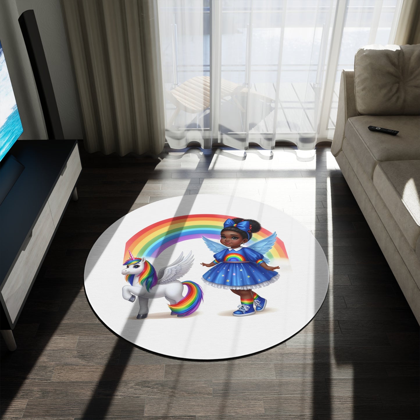 Rainbow Girl Round Rug