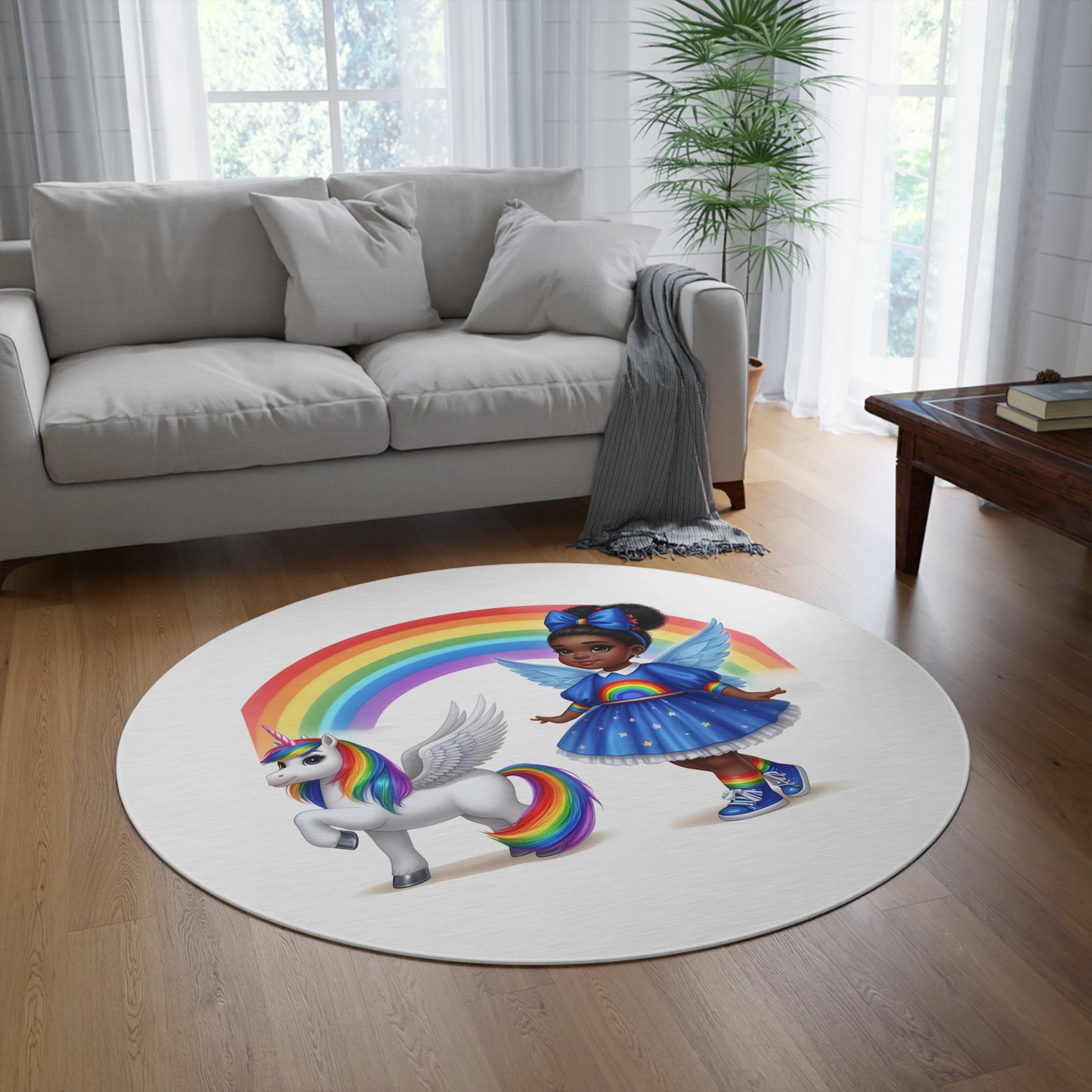 Rainbow Girl Round Rug