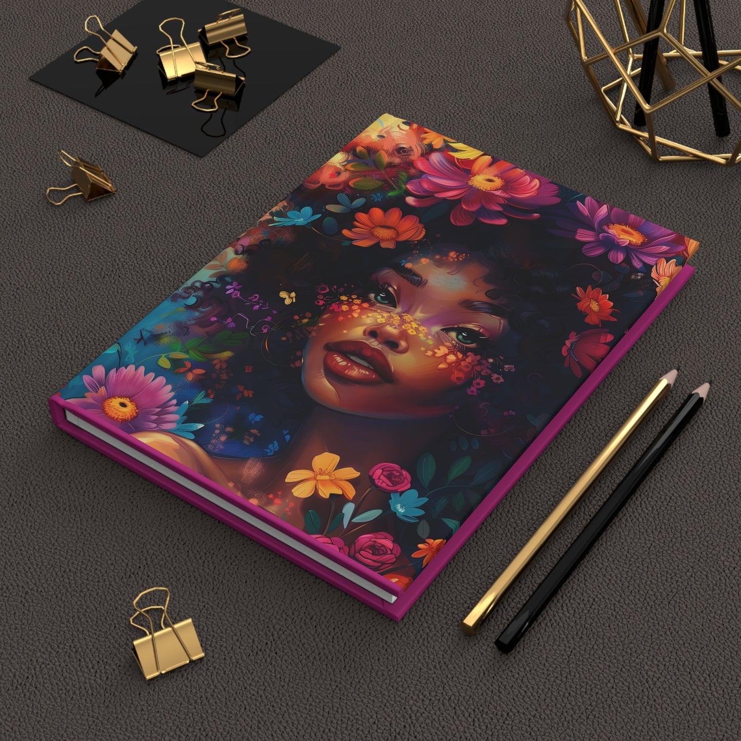 Dark Pink Floral BGM Hardcover Journal Matte