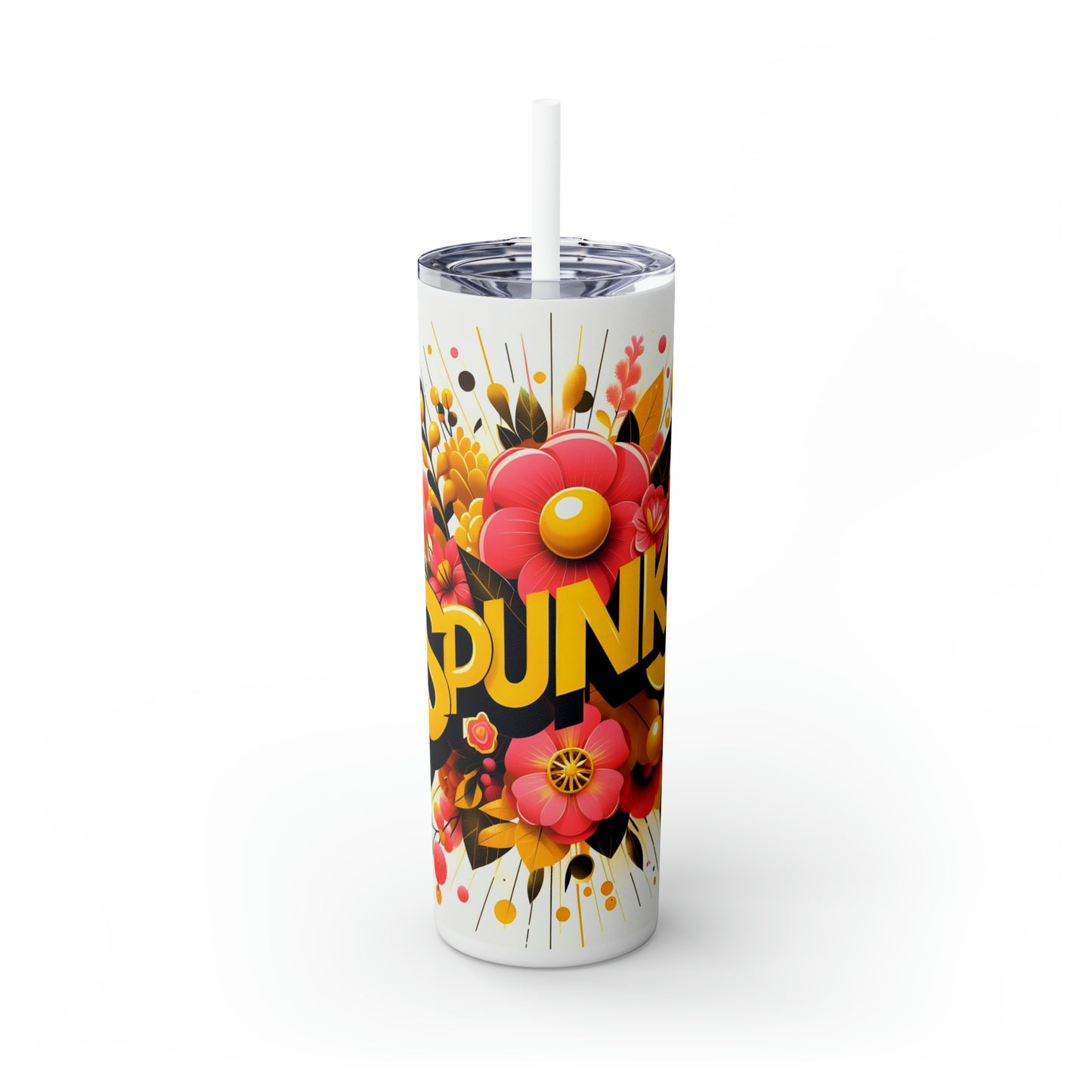 Spunky Skinny Tumbler with Straw, 20oz