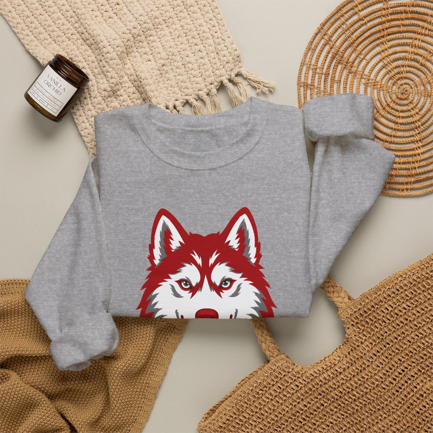 Husky Crest Crewneck Sweatshirt — "Redford" Retro Script