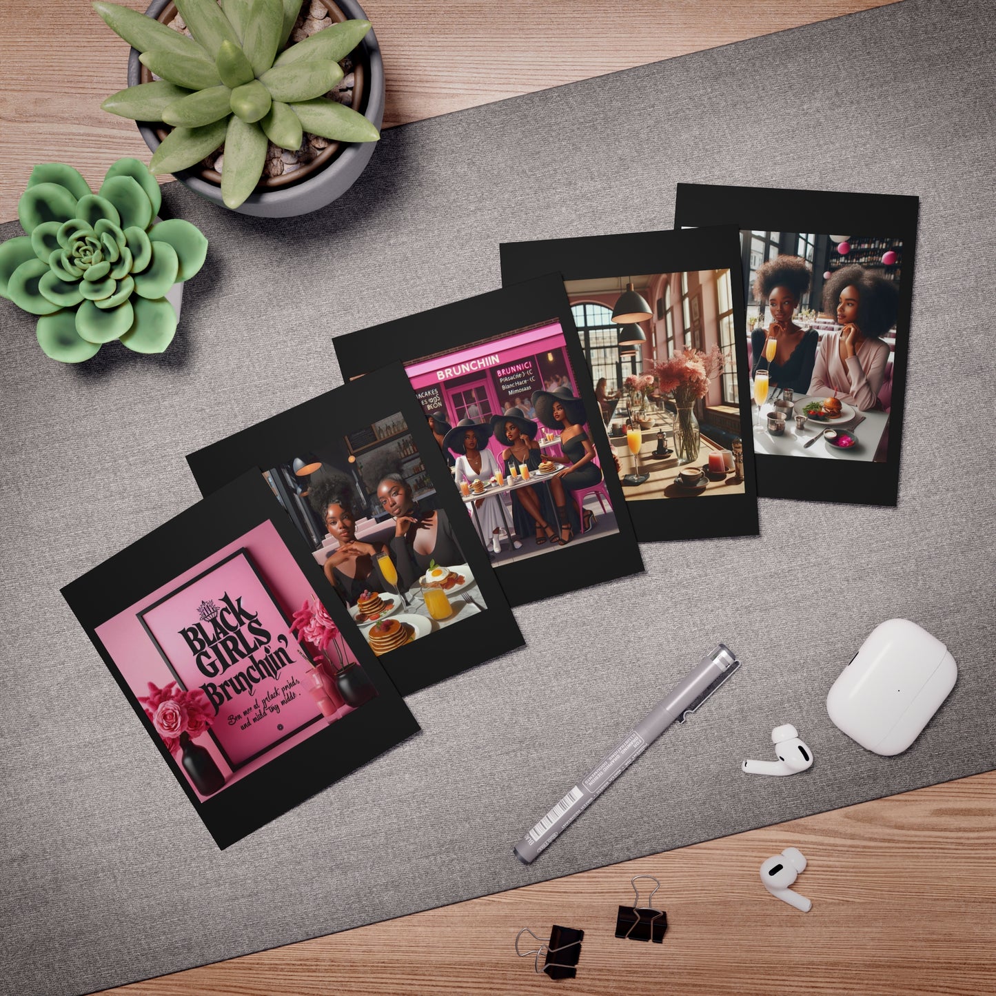 Black Girls Brunchin Multi-Design Greeting Cards (5-Pack)