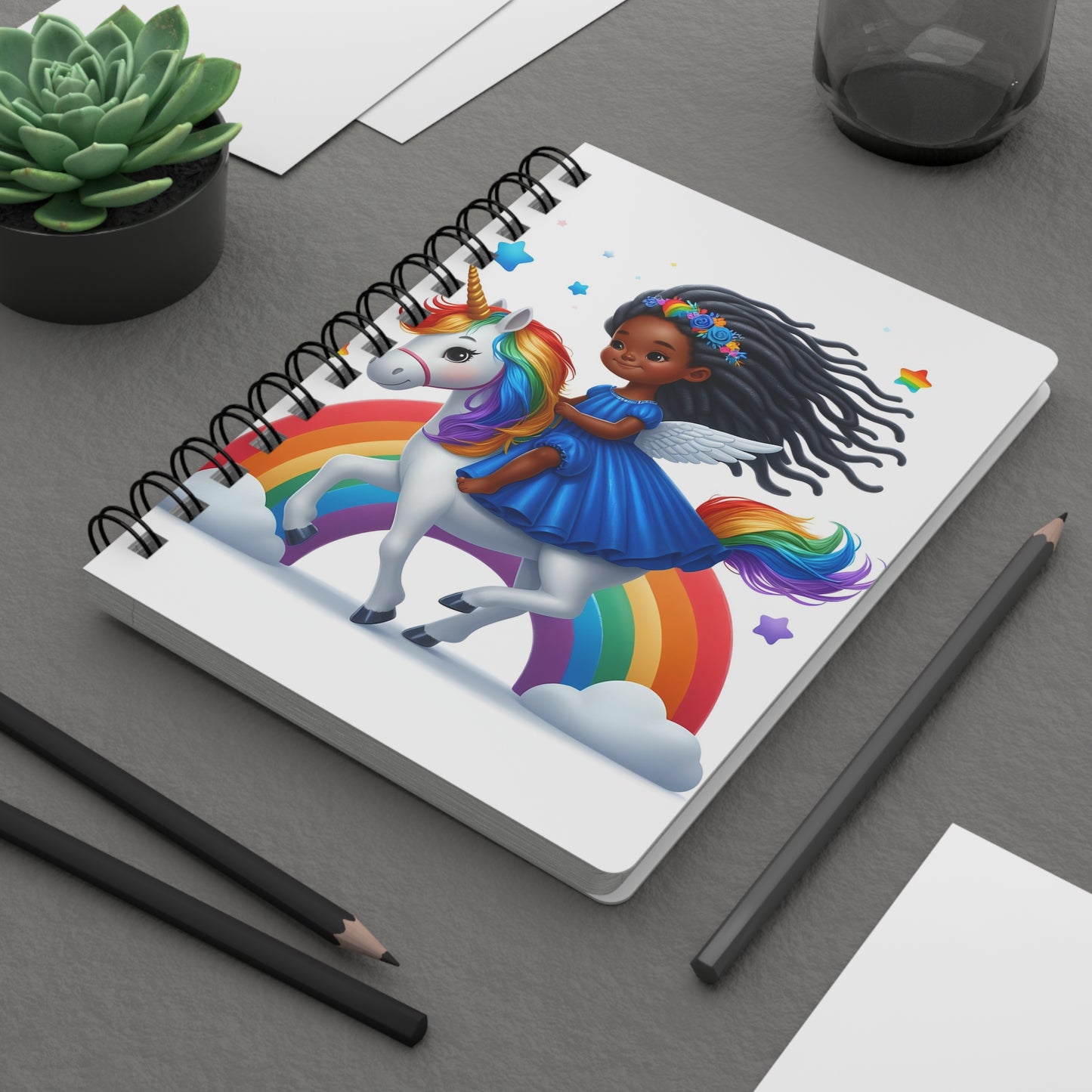 Rainbow Girl with Locs Spiral Bound Journal