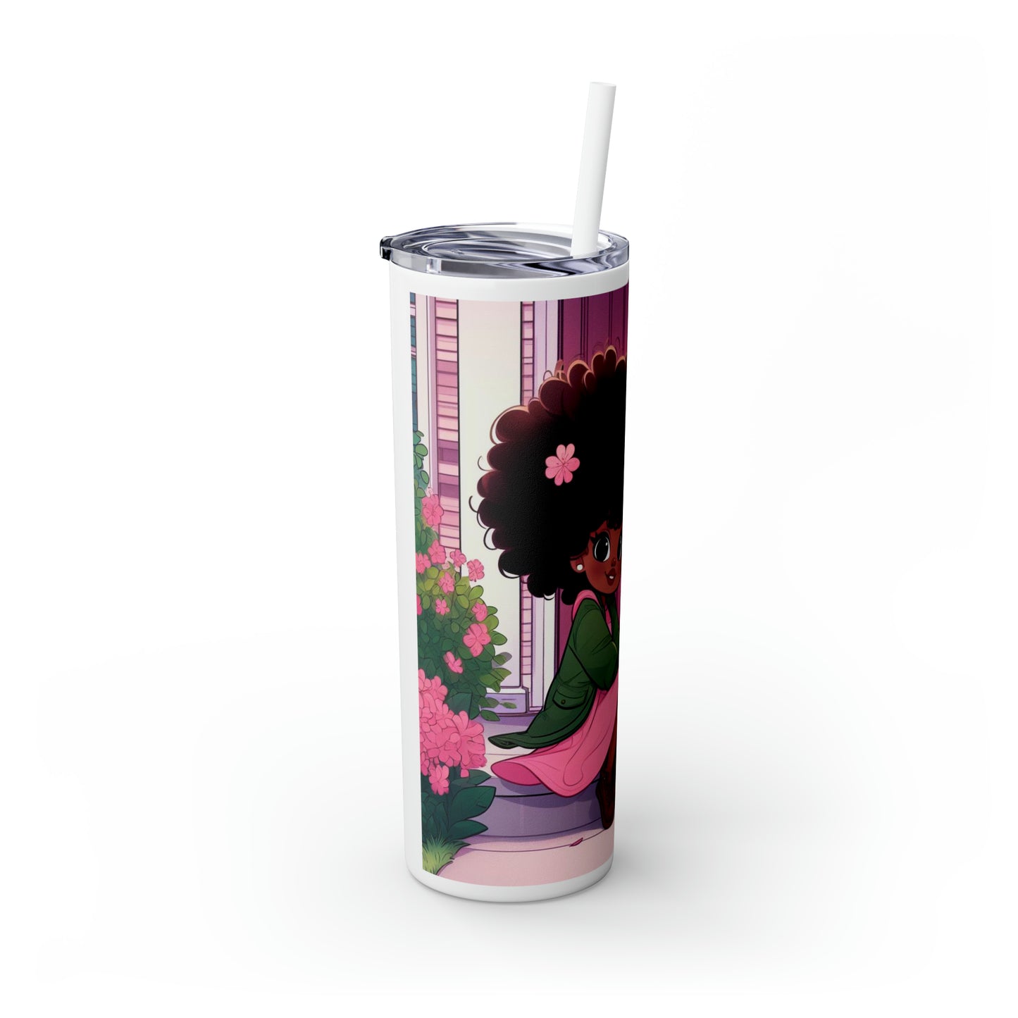 Pretty Skinny Tumbler with Straw, 20oz