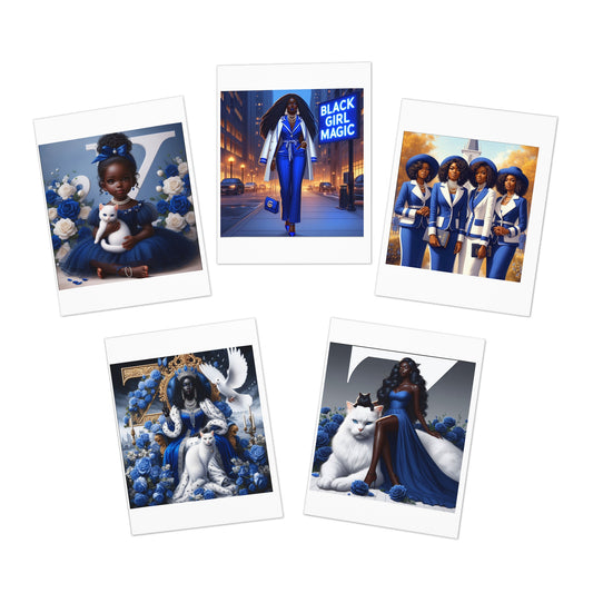 Blue Girls Multi-Design Greeting Cards (5-Pack)
