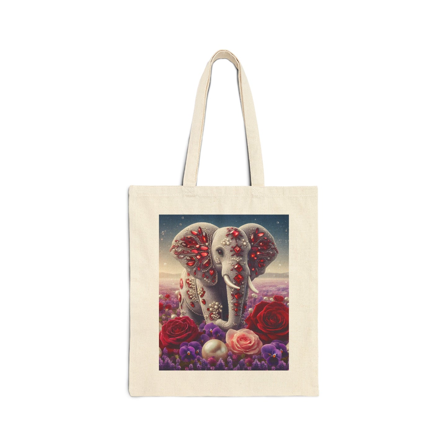 Pearl Elephant Cotton Canvas Tote Bag