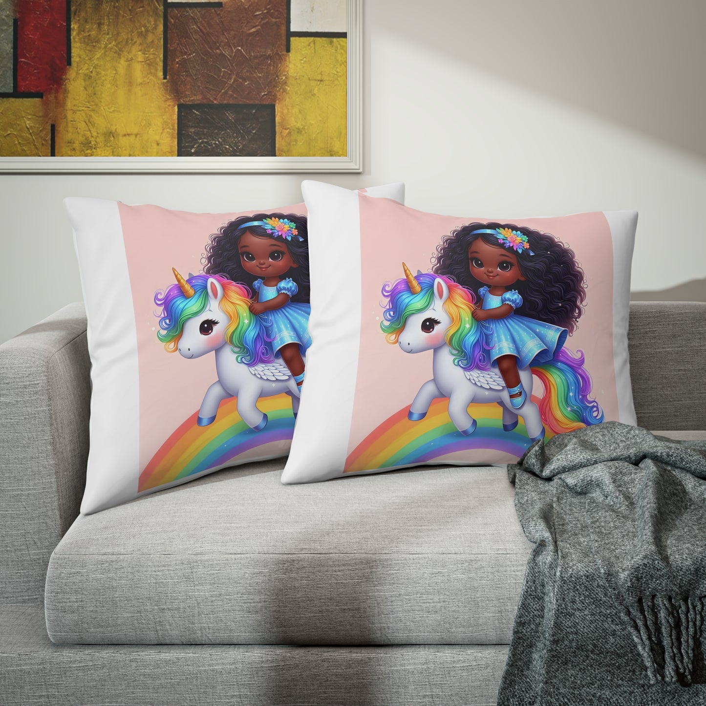 Rainbow Girl Light Pink Pillow Sham