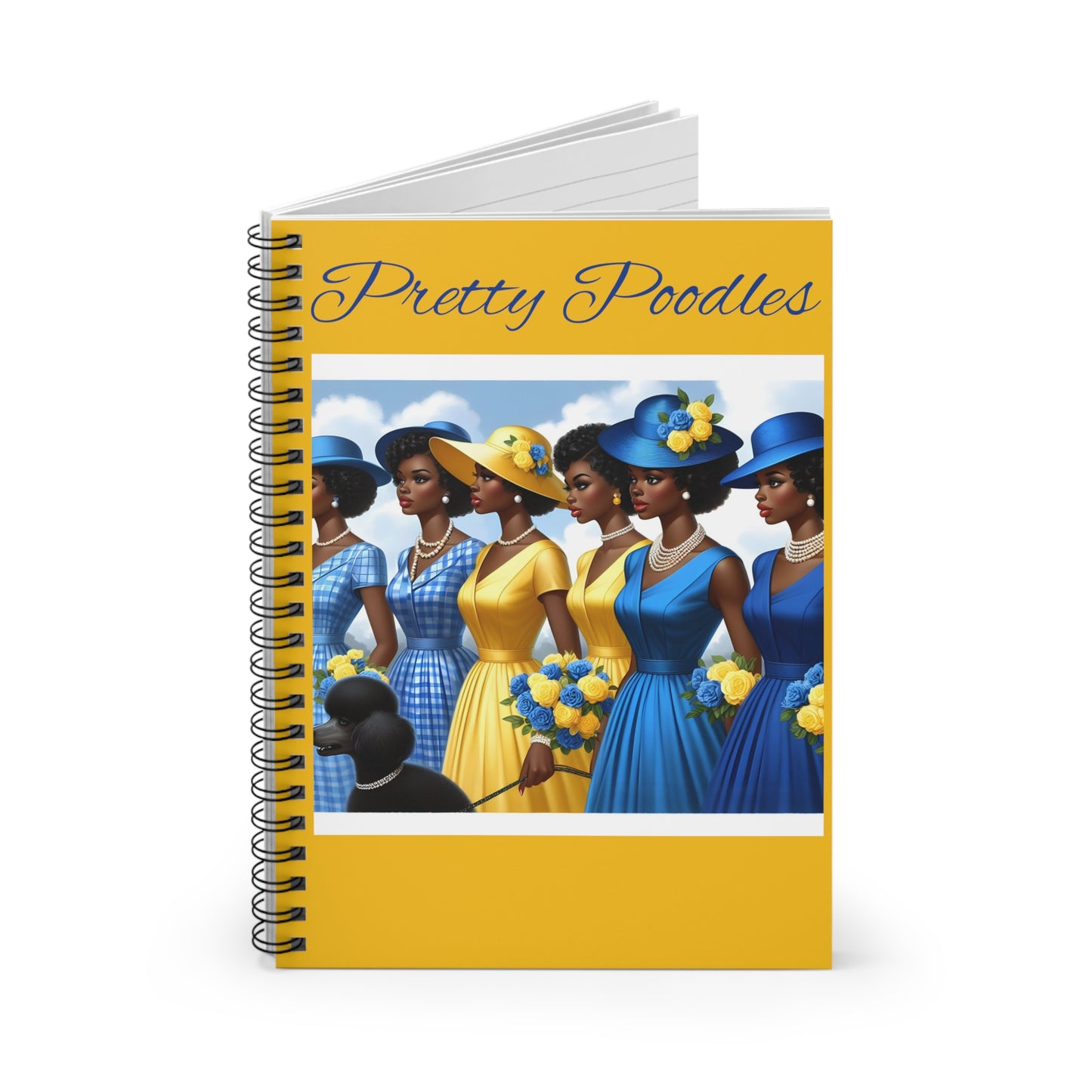 Pretty Poodle Yellow Spiral Notebook - Ruled Line