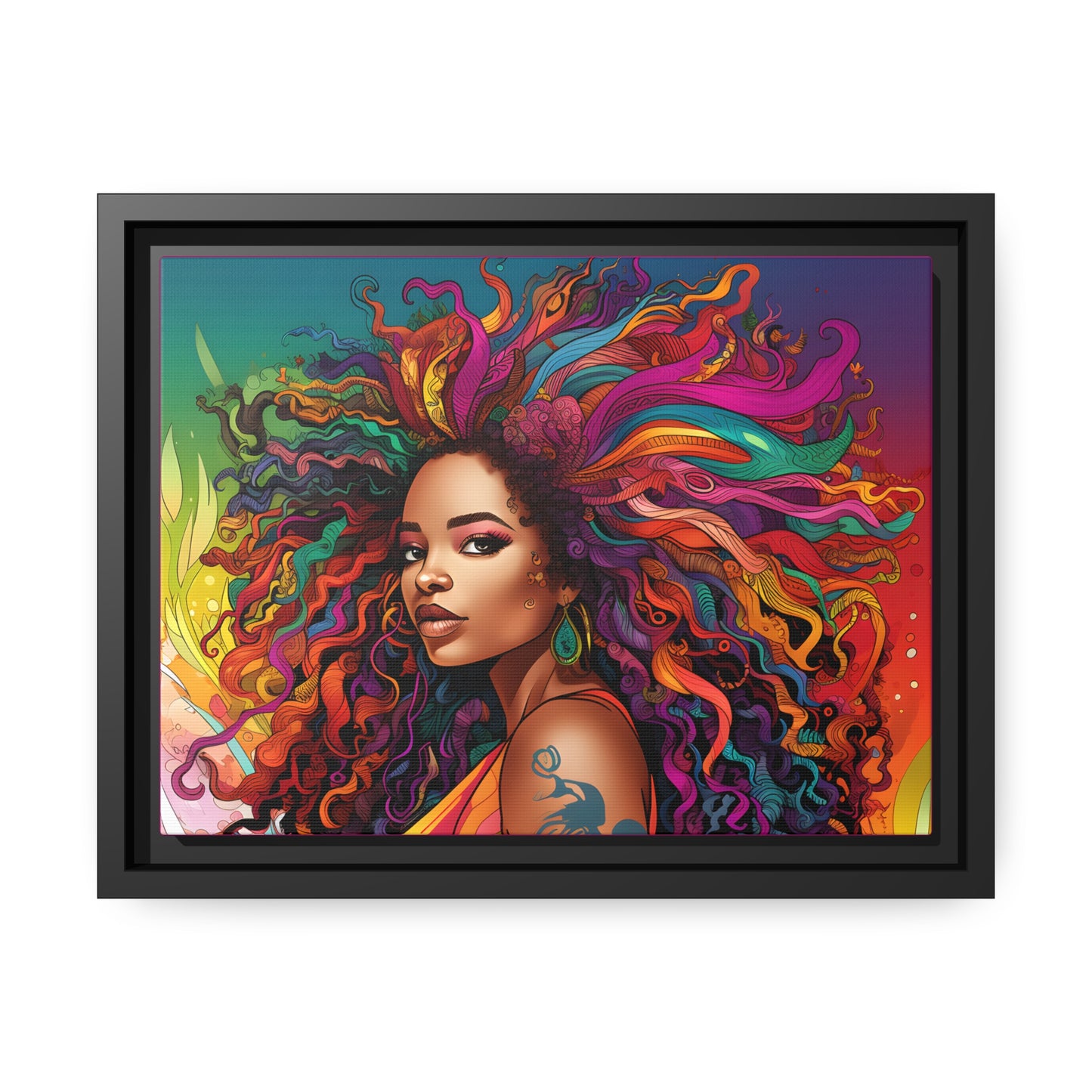BGM Pink Feather Matte Canvas, Black Frame