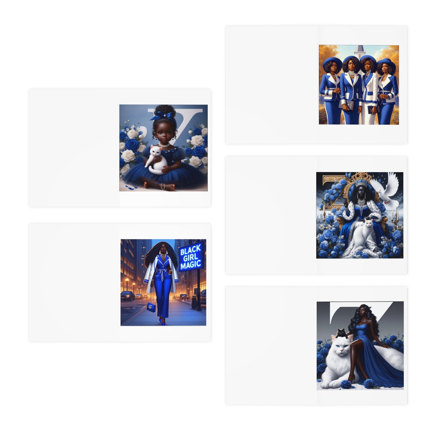 Blue Girls Multi-Design Greeting Cards (5-Pack)