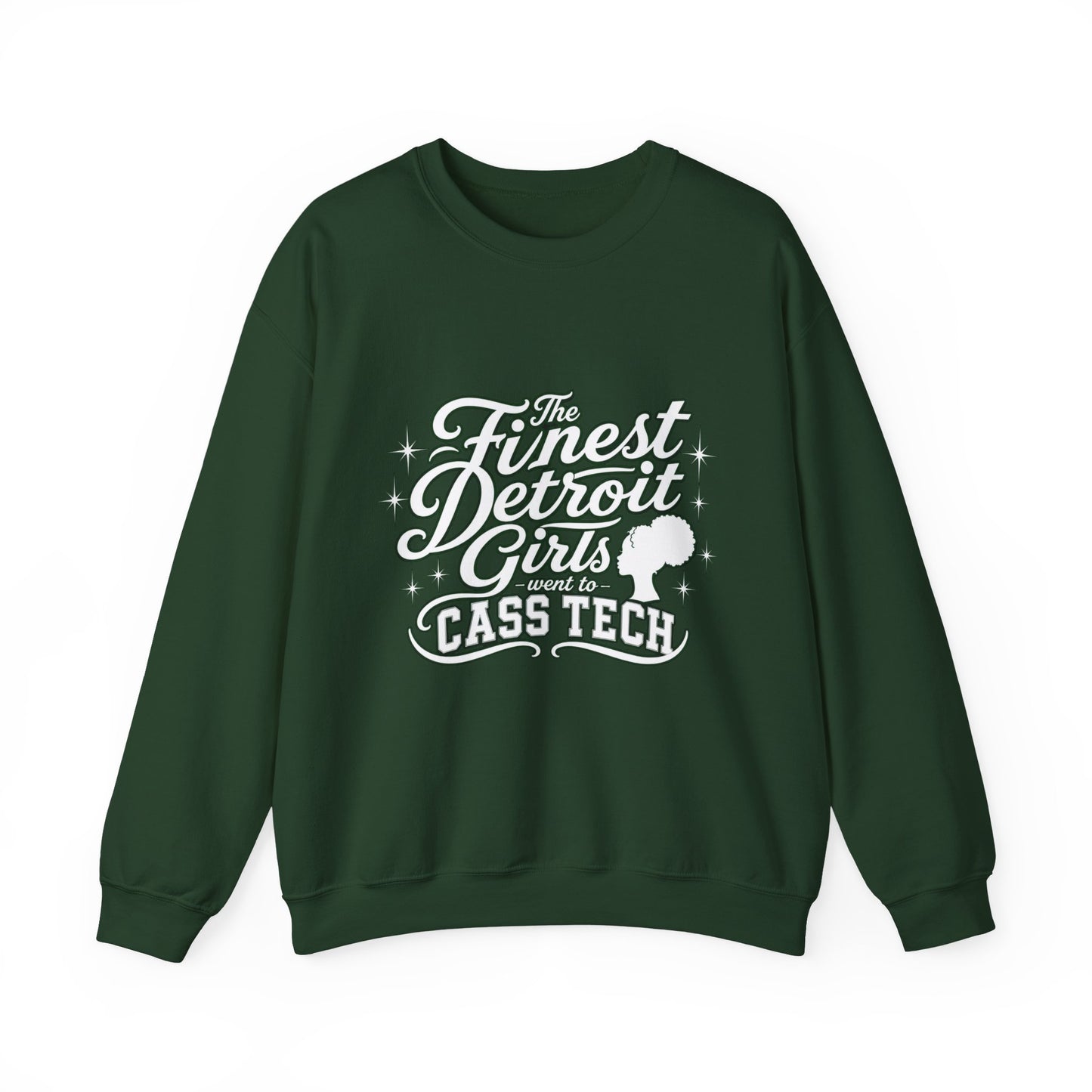 Cass Tech- Afro Silhouette- Detroit Girls are the Finest Crewneck Sweatshirt