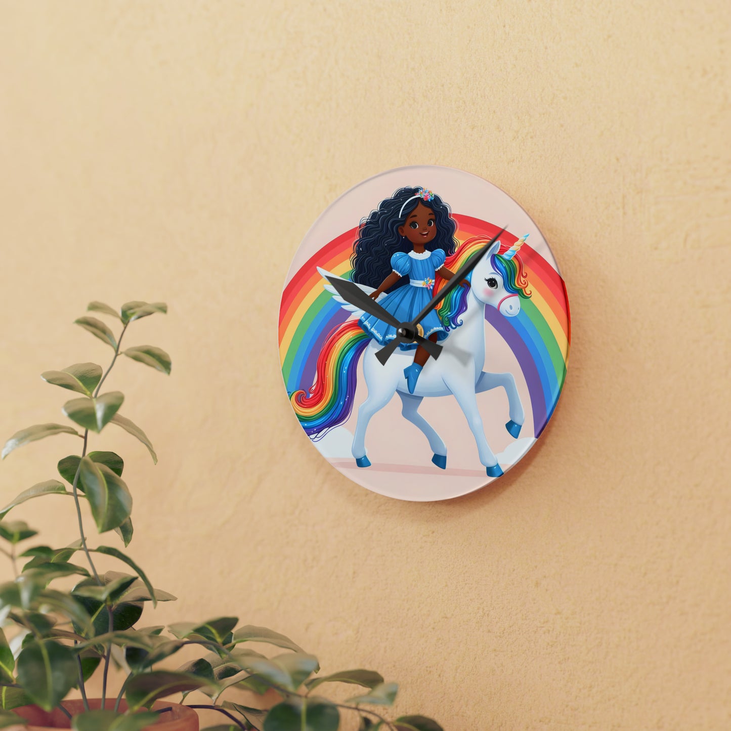 Rainbow Girl Acrylic Wall Clock