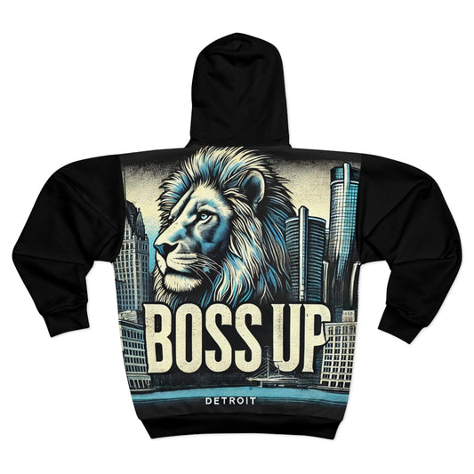 Blue Lion Boss Up Unisex Zip Hoodie (AOP)