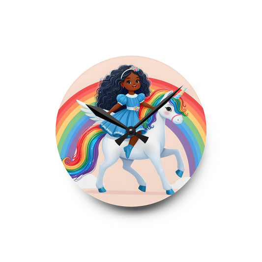 Rainbow Girl Acrylic Wall Clock