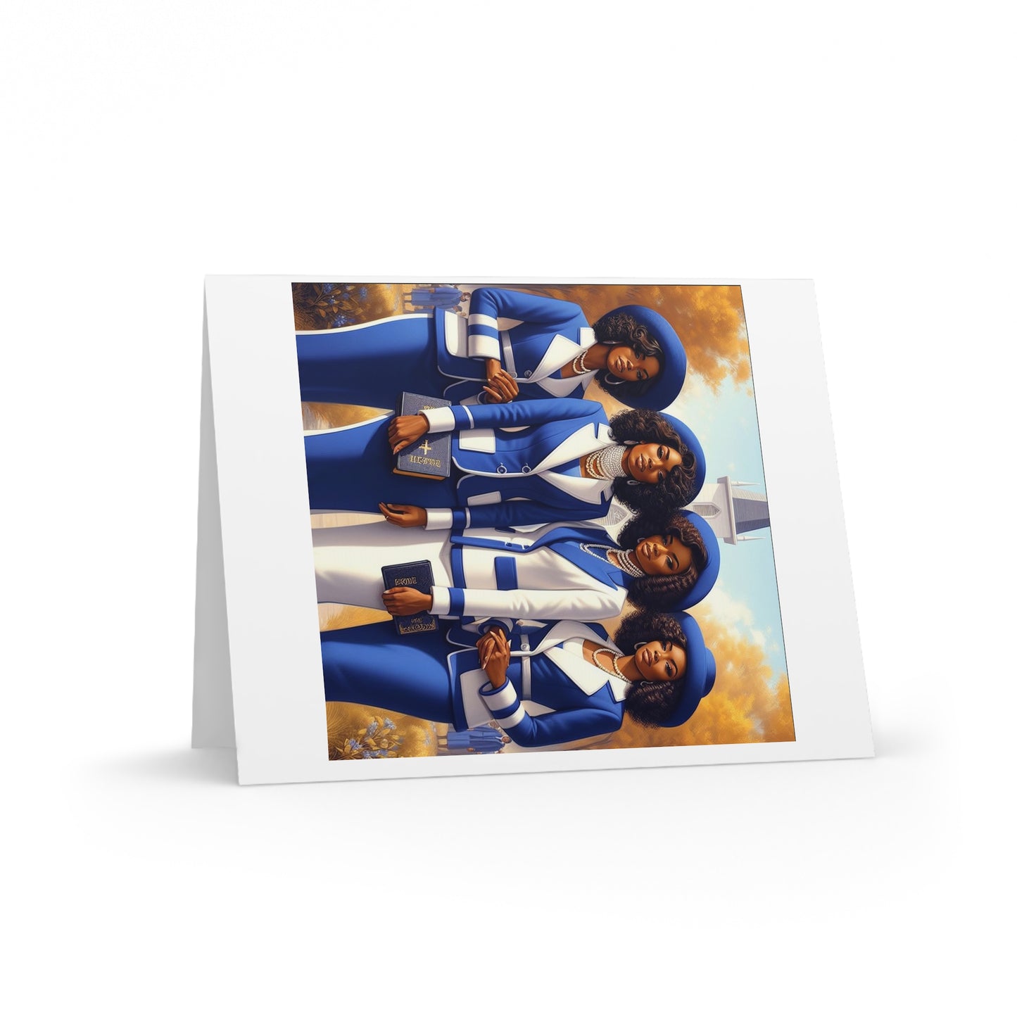 Blue Church Girls Greeting cards 8 pieces