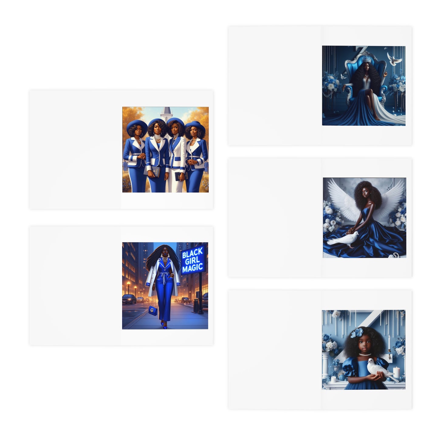 Blue Girls 2 Multi-Design Greeting Cards (5-Pack)
