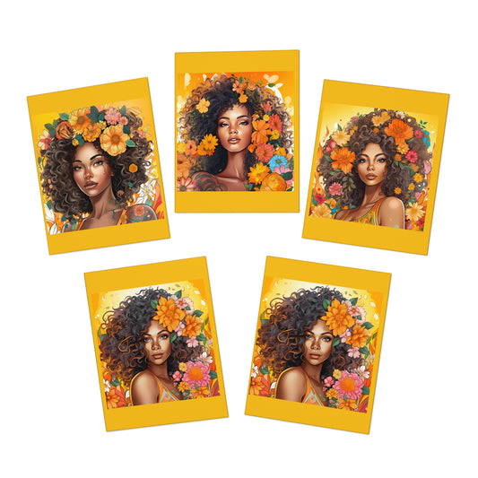BGM Yellow Flower Multi-Design Greeting Cards (5-Pack)