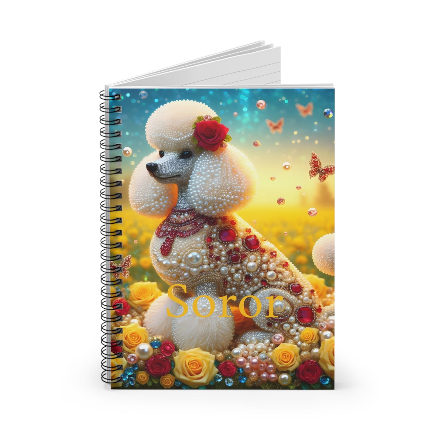 Pearl and Ruby Poodle Spiral Notebook - Ruled Line