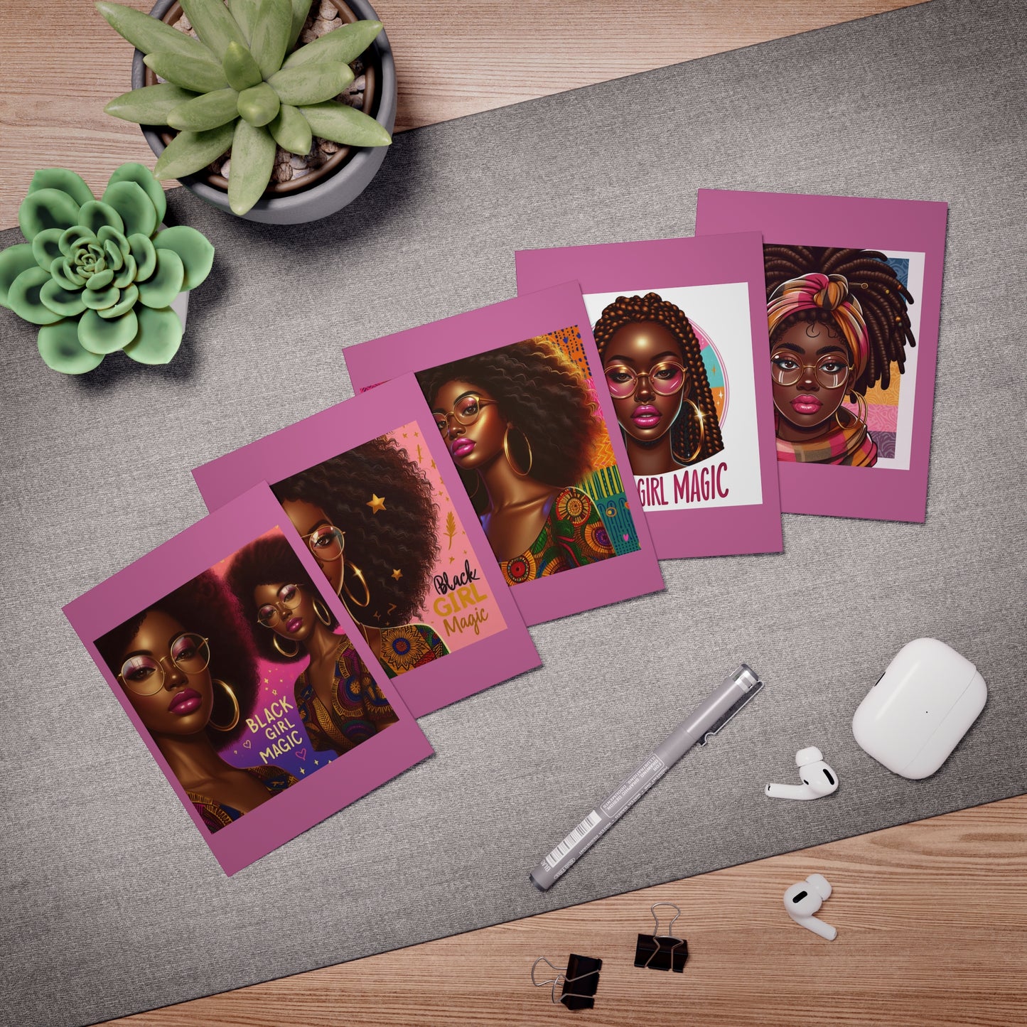 BGM Pink Multi-Design Greeting Cards (5-Pack)