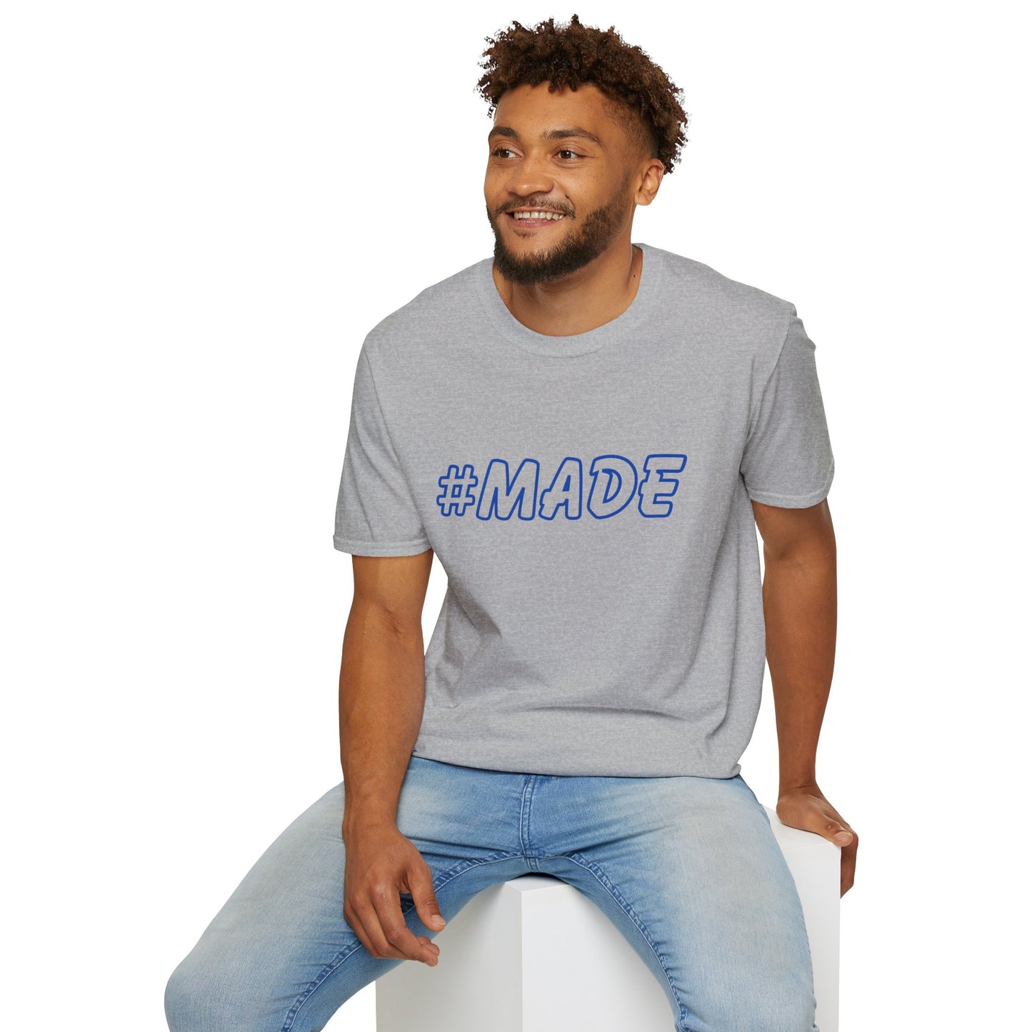 #MADE Blue Outline Unisex Softstyle T-Shirt