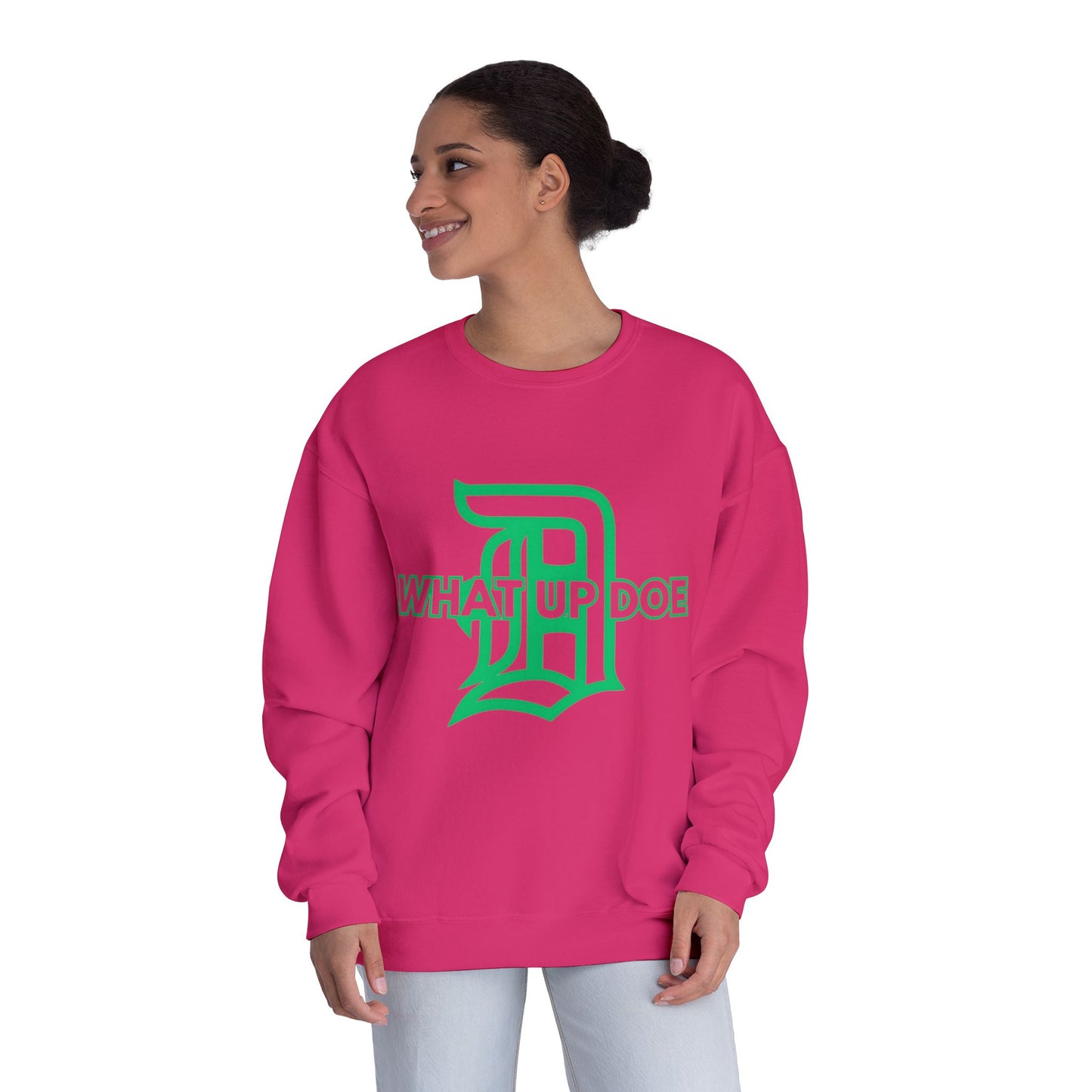 Pink What Up Doe Unisex NuBlend® Crewneck Sweatshirt